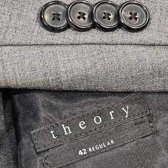 Theory Wool Blend Gray Blazer Jacket 42R *EXCELLENT*